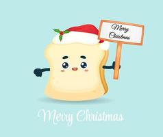 Cute bread holding Christmas sign for christmas holiday Premium Vector