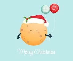 Cute little moon holding balloon for christmas holiday Premium Vector