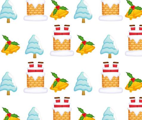 Cute santa design stuck in the chimney pattern Premium Vector