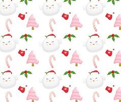 Cute chicken with santa hat happy christmas day patterns vector
