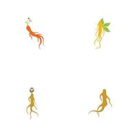 set of ginseng logo illustration design template vector