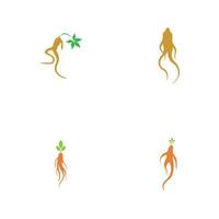 Conjunto de plantilla de diseño de ilustración de logotipo de ginseng vector