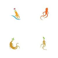 Conjunto de plantilla de diseño de ilustración de logotipo de ginseng vector