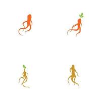 Conjunto de plantilla de diseño de ilustración de logotipo de ginseng vector