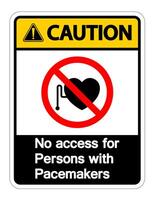 No Access For Persons With Pacemaker Symbol Sign On White Background vector