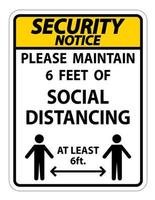 Security Notice For Your Safety Maintain Social Distancing Sign on white background vector