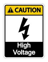 Caution high voltage sign on white background vector