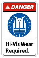 Danger Sign Hi-Vis Wear Required on white background vector