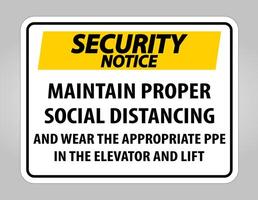 Security Notice Maintain Proper Social Distancing Sign Isolate On White Background,Vector Illustration EPS.10 vector