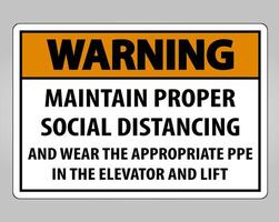 Warning Maintain Proper Social Distancing Sign Isolate On White Background,Vector Illustration EPS.10 vector