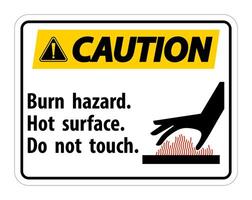 Caution Burn hazard,Hot surface,Do not touch Symbol Sign Isolate on White Background,Vector Illustration vector