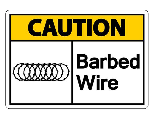 Caution Barbed Wire Symbol Sign On White Background,Vector Illustration