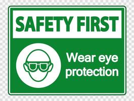 Safety first Wear eye protection on transparent background vector