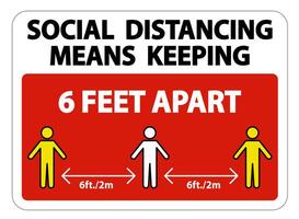 Social Distancing Means Keeping 6 Ft apart Sign Isolate On White Background,Vector Illustration EPS.10 vector