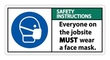 Safety Instructions Wear A Face Mask Sign Isolate On White Background vector