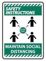 Safety Instructions Maintain social distancing, stay 6ft apart sign,coronavirus COVID-19 Sign Isolate On White Background,Vector Illustration EPS.10 vector