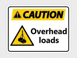 Caution overhead loads Sign on transparent background vector