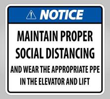 Notice Maintain Proper Social Distancing Sign Isolate On White Background,Vector Illustration EPS.10 vector