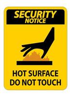 Security Notice Burn hazard,Hot surface,Do not touch Symbol Sign Isolate on White Background,Vector Illustration vector