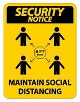 Security Notice Maintain social distancing, stay 6ft apart sign,coronavirus COVID-19 Sign Isolate On White Background,Vector Illustration EPS.10 vector