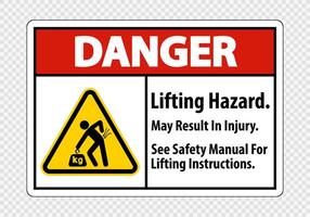 Lifting Hazard,May Result In Injury, See Safety Manual For Lifting Instructions Symbol Sign Isolate on transparent Background,Vector Illustration vector