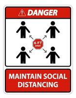 Danger Maintain social distancing, stay 6ft apart sign,coronavirus COVID-19 Sign Isolate On White Background,Vector Illustration EPS.10 vector