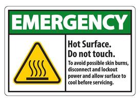 Hot Surface, Do Not Touch, To Avoid Possible Skin Burns, Disconnect And Lockout Power And Allow Surface To Cool Before Servicing Symbol Sign Isolate On White Background,Vector Illustration vector