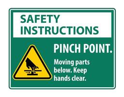 Safety Pinch Point, Moving Parts Below, Keep Hands Clear Symbol Sign Isolate on White Background,Vector Illustration EPS.10 vector