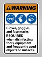 Warning Gloves,Goggles,And Face Masks Required Sign On White Background,Vector Illustration EPS.10 vector