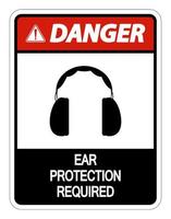 Señal de peligro de protección auditiva requerida sobre fondo blanco. vector