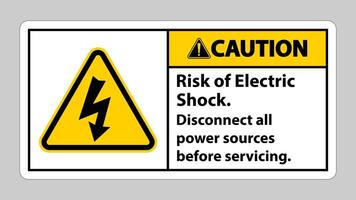 precaución, riesgo, de, descarga eléctrica, símbolo, señal, aislar, blanco, plano de fondo vector