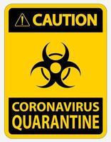 Caution Coronavirus Quarantine Sign Isolated On White Background,Vector Illustration EPS.10 vector