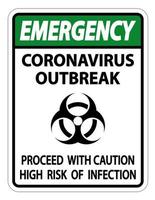 Emergency Coronavirus Outbreak Sign Isolate On White Background,Vector Illustration vector