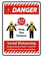 Danger Social Distancing Construction Sign Isolate On White Background,Vector Illustration EPS.10 vector