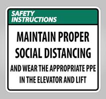 Safety Instructions Maintain Proper Social Distancing Sign Isolate On White Background,Vector Illustration EPS.10 vector