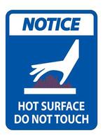 Notice Burn hazard,Hot surface,Do not touch Symbol Sign Isolate on White Background,Vector Illustration vector