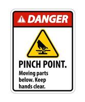 Danger Pinch Point, Moving Parts Below, Keep Hands Clear Symbol Sign Isolate on White Background,Vector Illustration EPS.10 vector