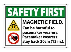 Safety First Magnetic field can be harmful to pacemaker wearers.pacemaker wearers.stay back 30cm vector