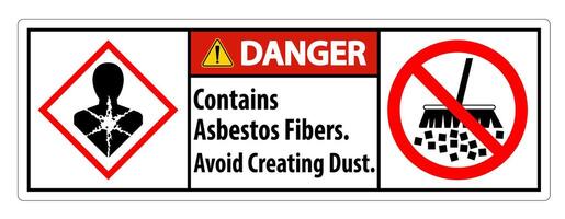 Danger Label Contains Asbestos Fibers,Avoid Creating Dust vector