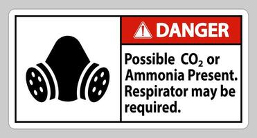 Danger PPE Sign Possible Co2 Or Ammonia Present, Respirator May Be Required vector