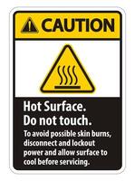 Hot Surface, Do Not Touch, To Avoid Possible Skin Burns, Disconnect And Lockout Power And Allow Surface To Cool Before Servicing Symbol Sign Isolate On White Background,Vector Illustration vector