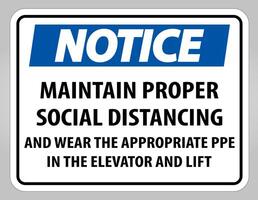 Notice Maintain Proper Social Distancing Sign Isolate On White Background,Vector Illustration EPS.10 vector