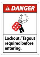Danger Sign Lockout ,Tagout Required Before Entering vector