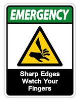 Emergency Sharp Edges Watch Your Fingers Symbol Sign on white background vector