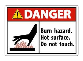 Danger Burn hazard,Hot surface,Do not touch Symbol Sign Isolate on White Background,Vector Illustration vector