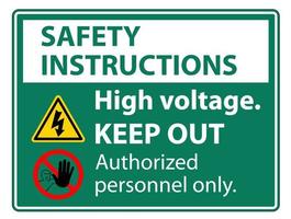 Safety instructions High Voltage Keep Out Sign Isolate On White Background,Vector Illustration EPS.10 vector