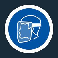 Symbol Face Shield Must Be Worn sign on black background vector