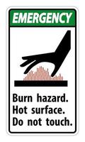 Emergency Burn hazard,Hot surface,Do not touch Symbol Sign Isolate on White Background,Vector Illustration vector