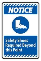 señal de aviso se requieren zapatos de seguridad más allá de este punto vector