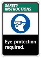 Instrucciones de seguridad firmar protección ocular requerida símbolo aislar sobre fondo blanco. vector